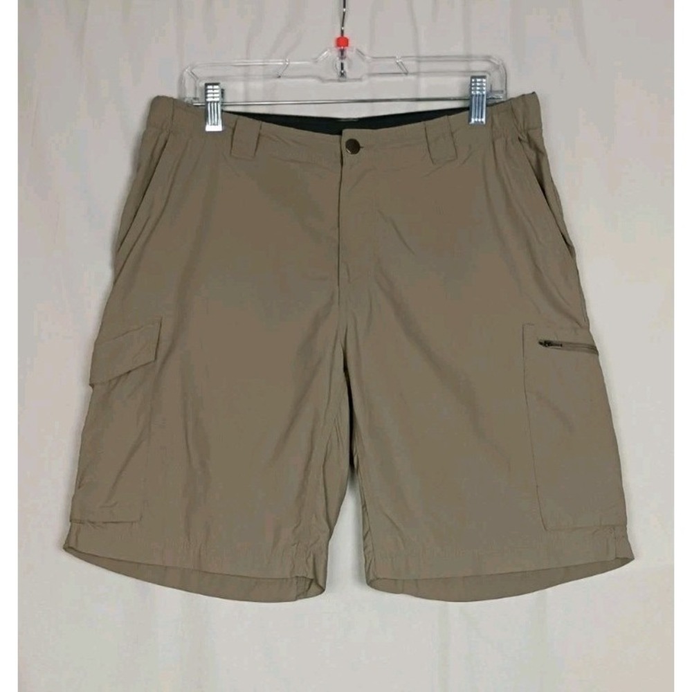 Columbia Mens Tan Cargo Shorts Size 34/10 Beige Pockets Nylon‎
